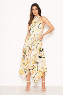 Multi Printed Halterneck Maxi Dress