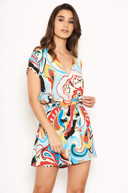 Multi Printed Wrap Playsuit