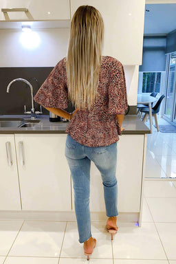 Multi Bell Sleeve Blouse