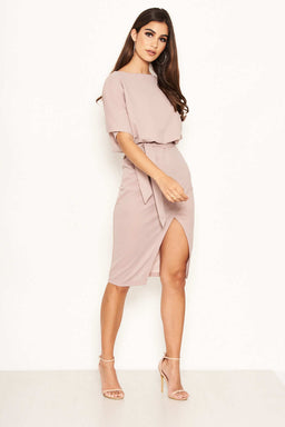 Mushroom Tie Waist Midi Dress