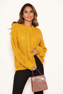 Mustard Cable Knitted High Neck Jumper