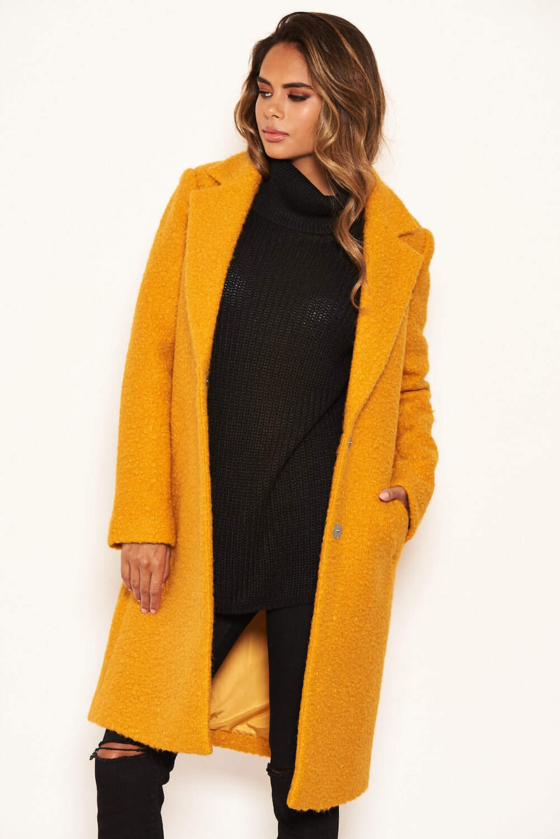 Mustard Long Teddy Coat