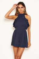 Navy Frilled Cut Out Playsuit