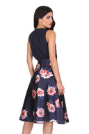 Navy 2 in 1 Floral Print Dress