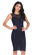 Navy Crochet Midi Dress With Back Detail