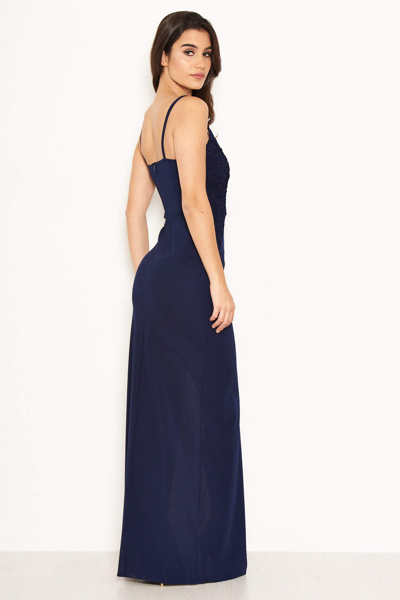 Navy Maxi Dress With Crochet Front