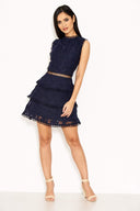 Navy Cut Out Crochet Mini Dress