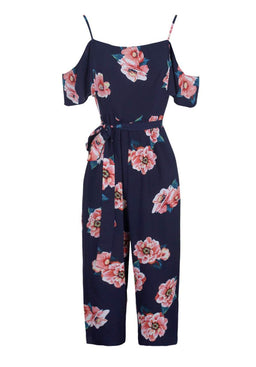 Navy Floral Culotte Jumpsuit