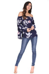 Navy Floral Off The Shoulder Top