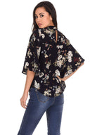 Navy Floral Print Top