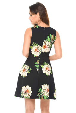 Navy Floral Skater Dress