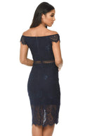Navy Lace Bodycon Dress With Notch Front