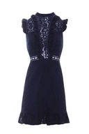 Navy Lace Frill Detail Dress