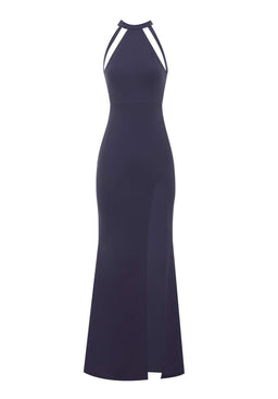 Navy Mesh Detailing Maxi Dress