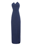 Navy Notch Front Maxi Dress