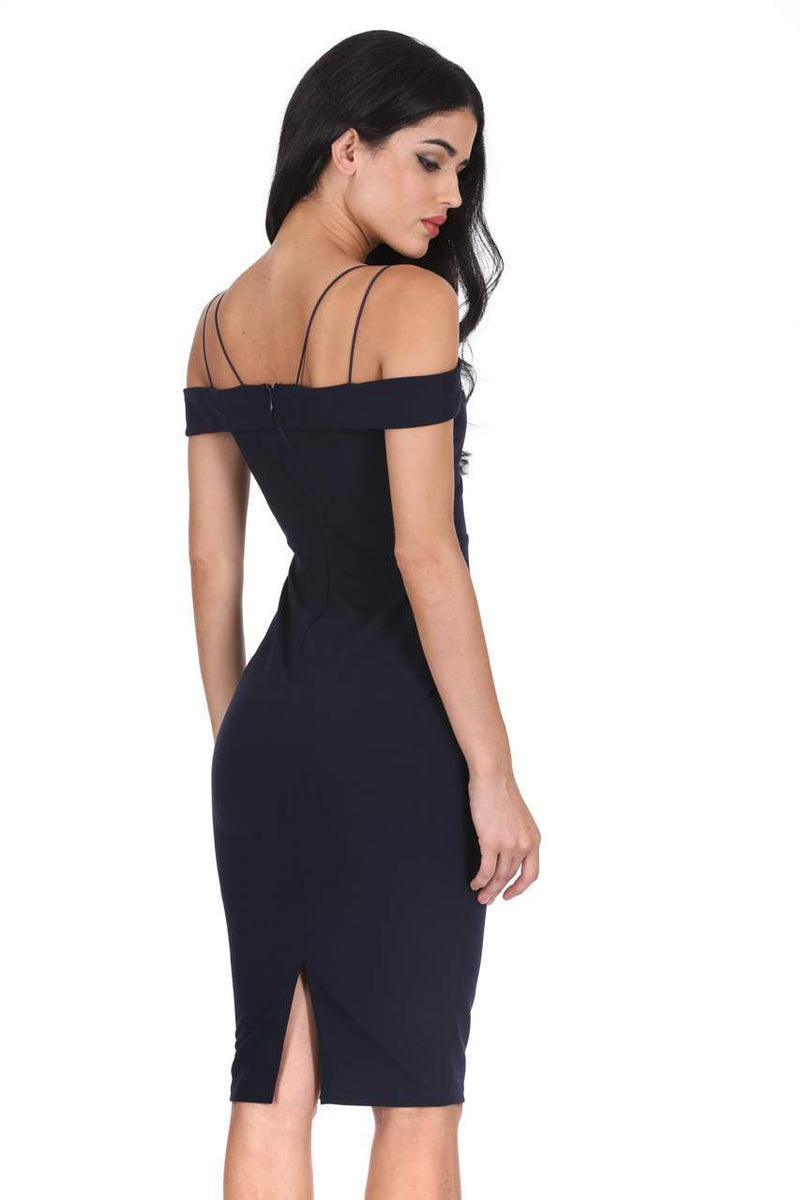 Navy Off The Shoulder Bodycon Dress