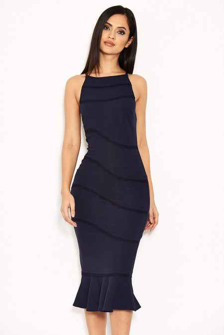 Navy Strappy Fishtail Dress