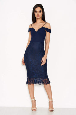 Strappy Lace Skirt Frill Hem Dress