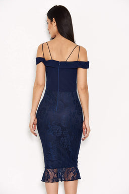 Strappy Lace Skirt Frill Hem Dress