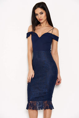 Strappy Lace Skirt Frill Hem Dress