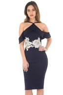 Navy Strappy Midi Bodycon Dress