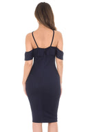 Navy Strappy Midi Bodycon Dress