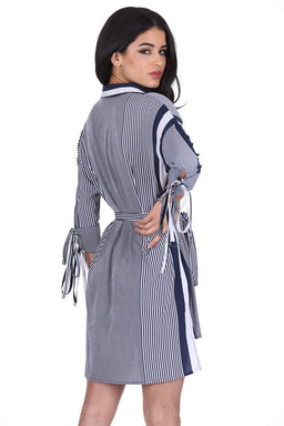 Navy Striped Shirt Dress
