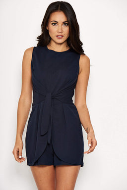 Navy Tie Waist Playsuit