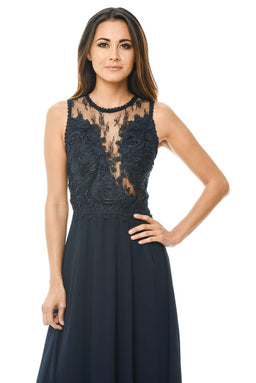 Navy Crochet Top Maxi Dress