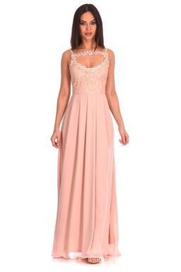 Nude Crochet Top Maxi Dress