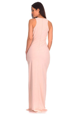 Nude Lace Top Maxi Dress