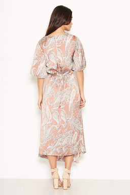 Nude Printed Split Maxi Dress