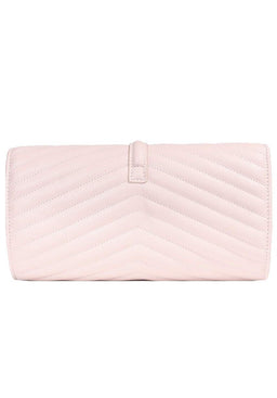 Nude Quilted Gold Tassel Clutch Bag