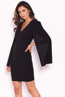 Black Split Sleeve Mini Dress