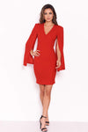 Red Split Sleeve Mini Dress