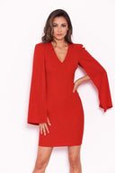 Red Split Sleeve Mini Dress