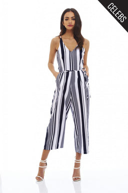 Striped Culotte Jumpsuit