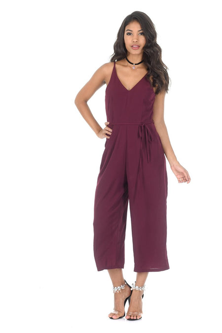 Plum Spaghetti Strap Jumpsuit