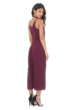 Plum Spaghetti Strap Jumpsuit