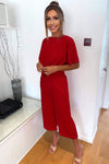 Red Tie Waist Culotte Jumpsuit