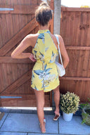 Yellow Frill Floral Printed Playsuit