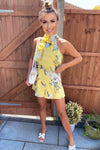 Yellow Frill Floral Printed Playsuit