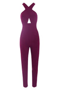 Plum Crossover Front Jumpsuit