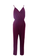 plum wrap over front jumpsuit