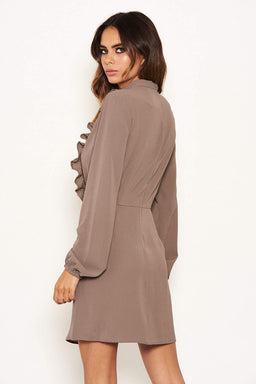 Pewter High Neck Ruffle Dress