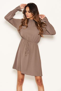 Pewter High Neck Skater Dress