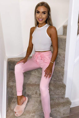 Pink Basic Drawstring Joggers