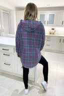Pink Check Hooded Soft Touch Shirt