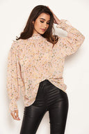 Pink Ditsy Floral Sheer Blouse