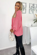 Pink High Neck Knitted Jumper
